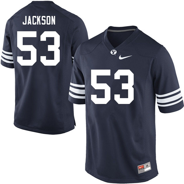 Men #53 Fisher Jackson BYU Cougars College Football Jerseys Sale-Navy